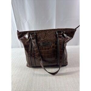 Nine & CO. Women's Cognac Faux Crocodile Handbag